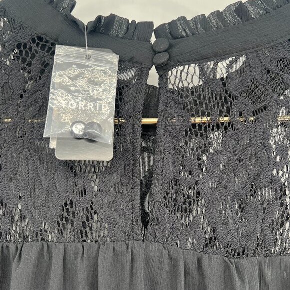 Torrid Women's Plus Black Long Sleeve Lace Trim Tierd Top/Blouse 1X NWT - Picture 6 of 10